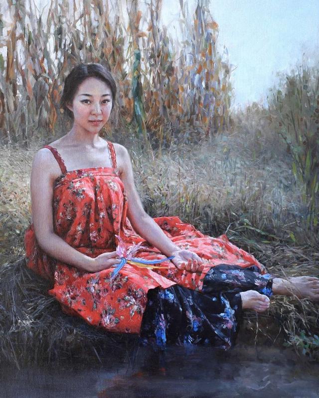 油画院院长杨飞云弟子的女体油画,细腻逼真,难掩性感
