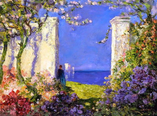 唯美浪漫的英国花园油画